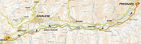 Cartina pista Ciclabile Molina di Fiemme --> Predazzo