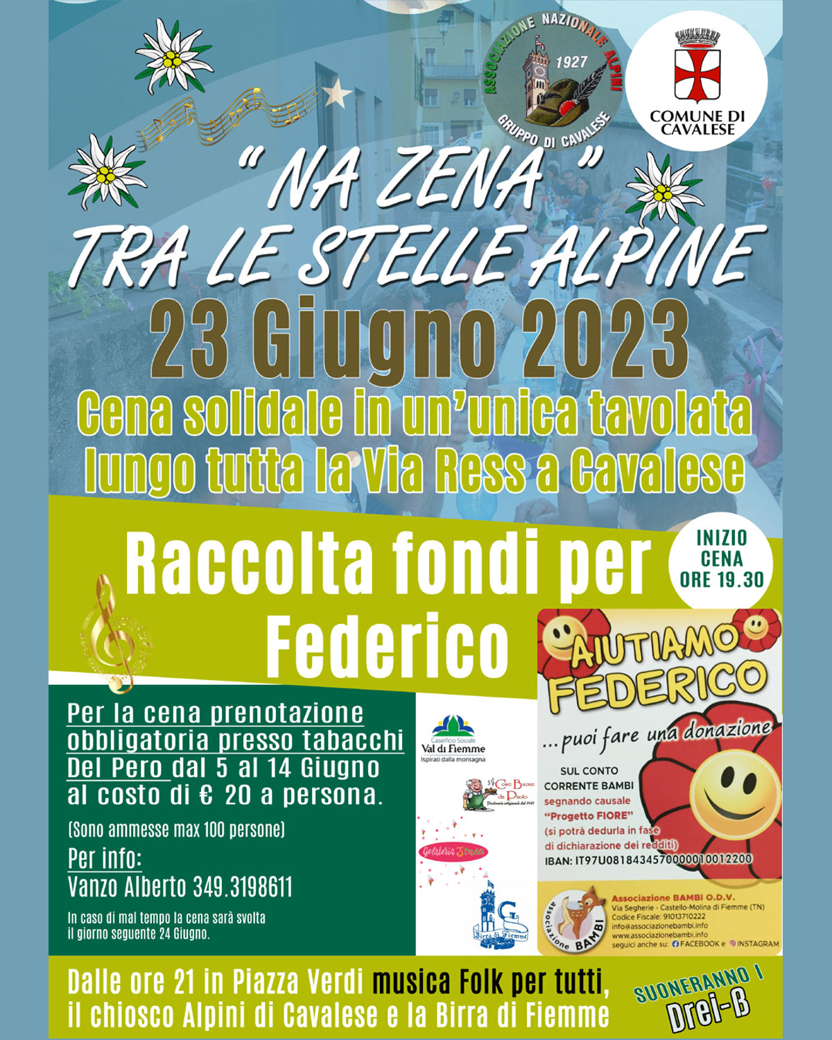 23/06/2023 - Na Zena tra le Stelle Alpine - Cavalese Via Ress 23-06-2023 - Cena a scopo benefico