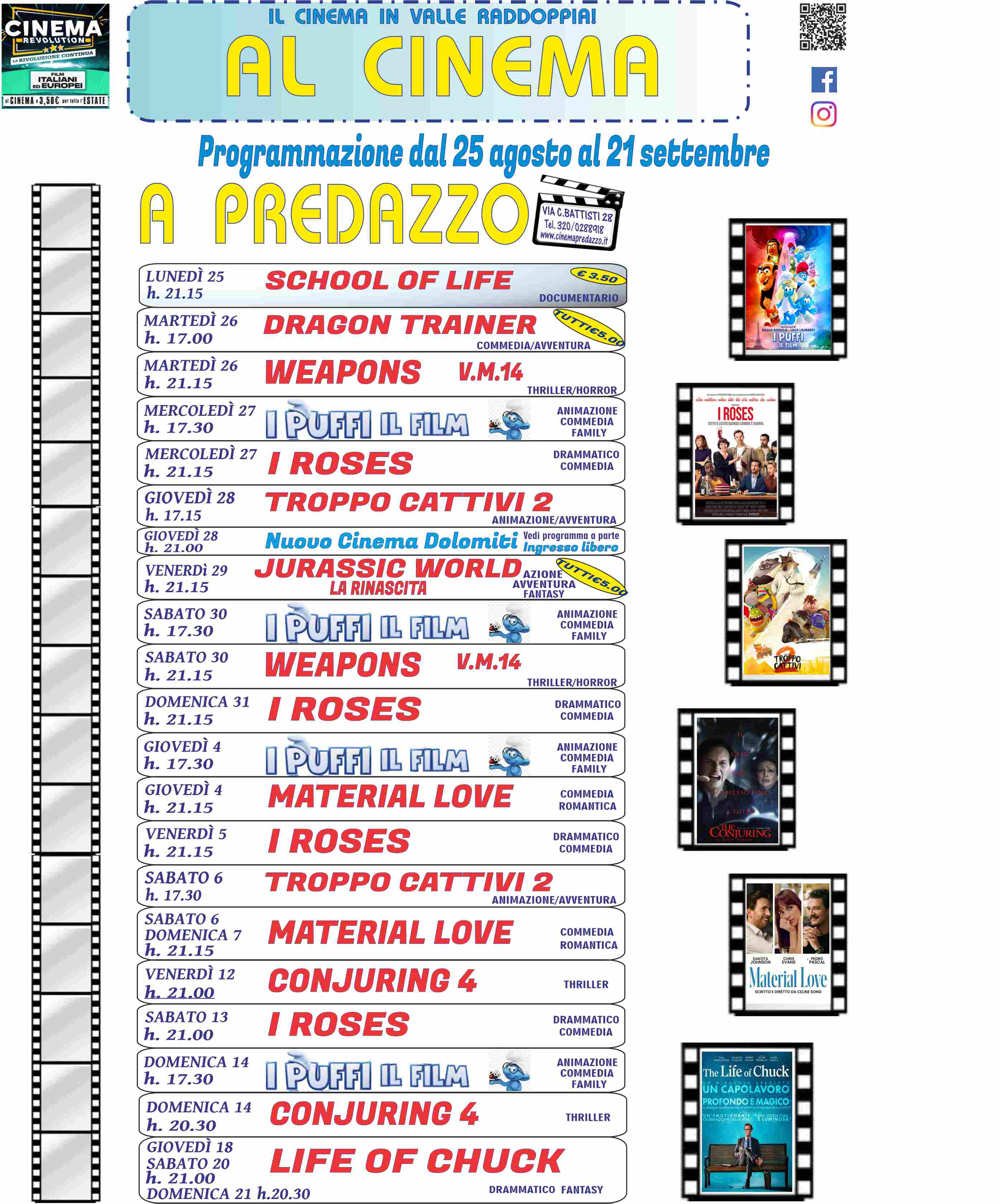 Programmazione Film Cinema Predazzo Val di Fiemme