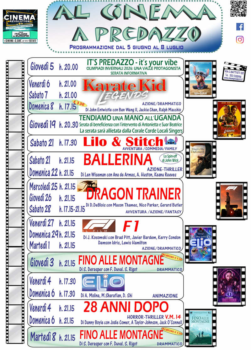 Programmazione Film Cinema Predazzo Val di Fiemme