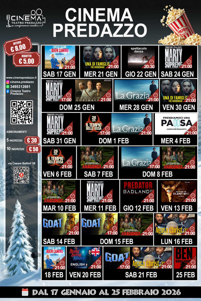 Programmazione cinema a Predazzo