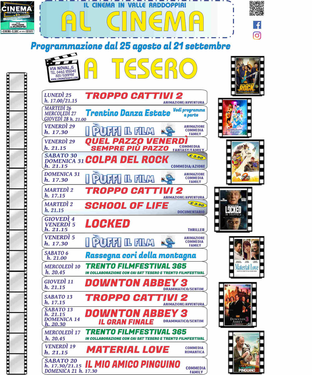 programmazione Film Cinema Tesero Val di Fiemme