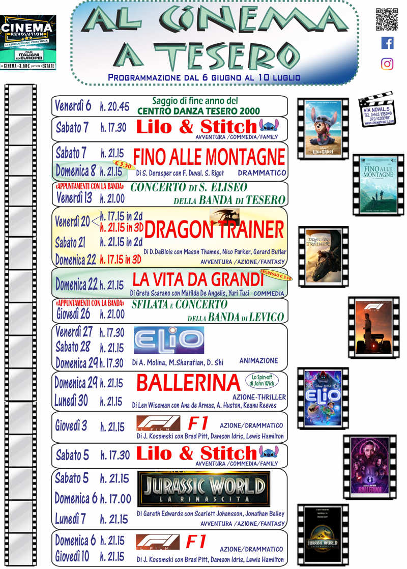 programmazione Film Cinema Tesero Val di Fiemme