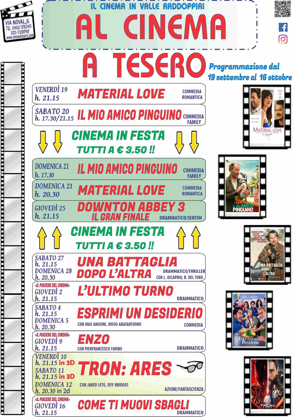 Programmazione cinema a Tesero