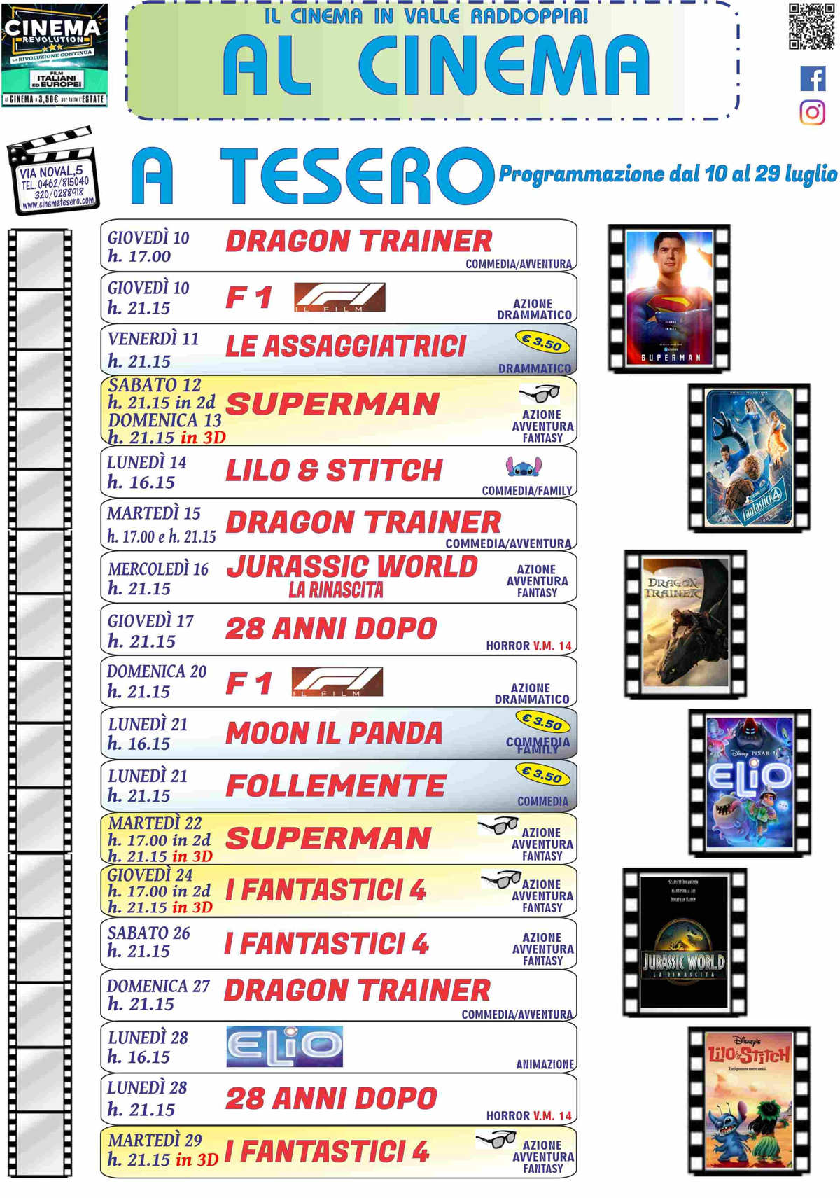 programmazione Film Cinema Tesero Val di Fiemme
