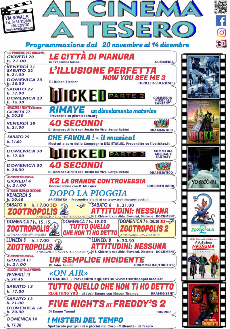 programmazione Film Cinema Tesero Val di Fiemme