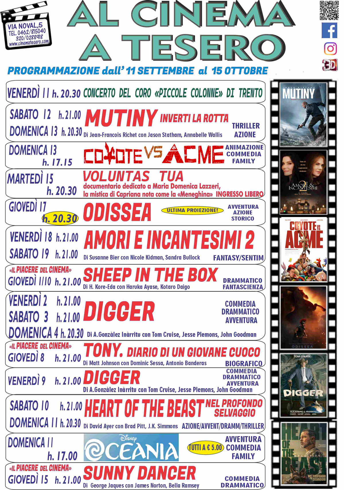 Programmazione cinema a Tesero