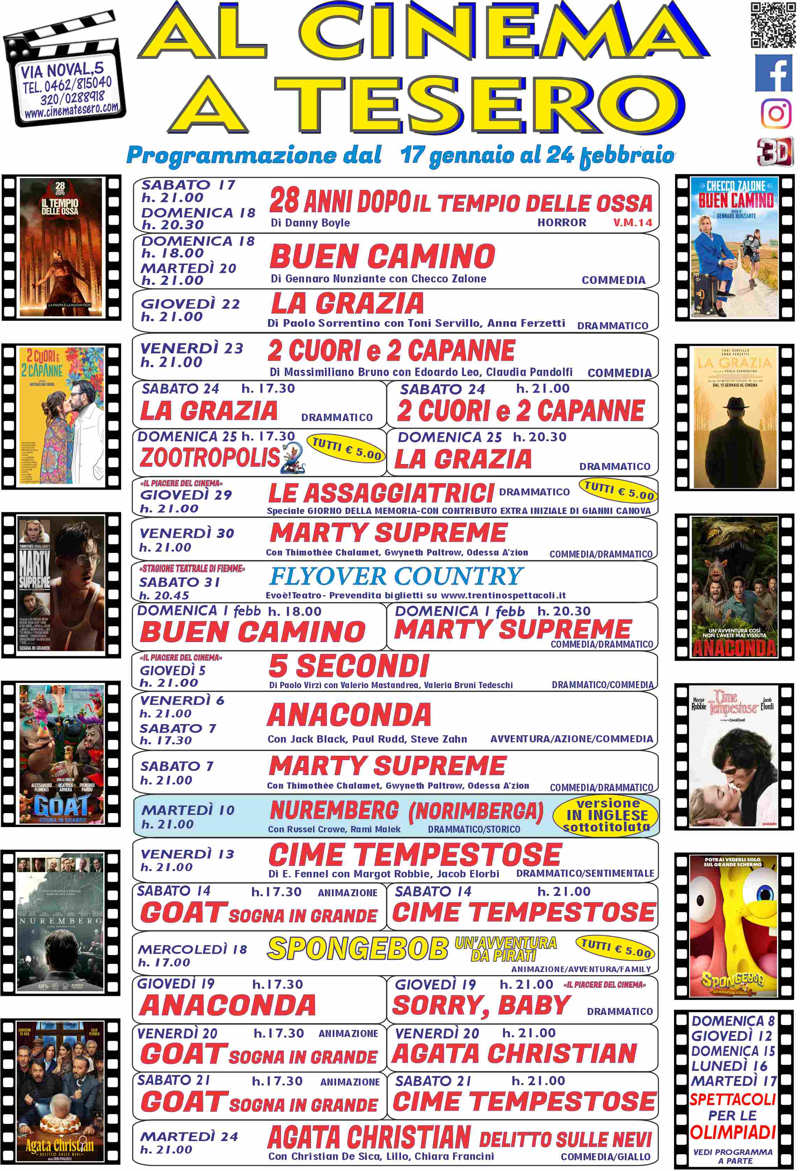 Programmazione cinema a Tesero
