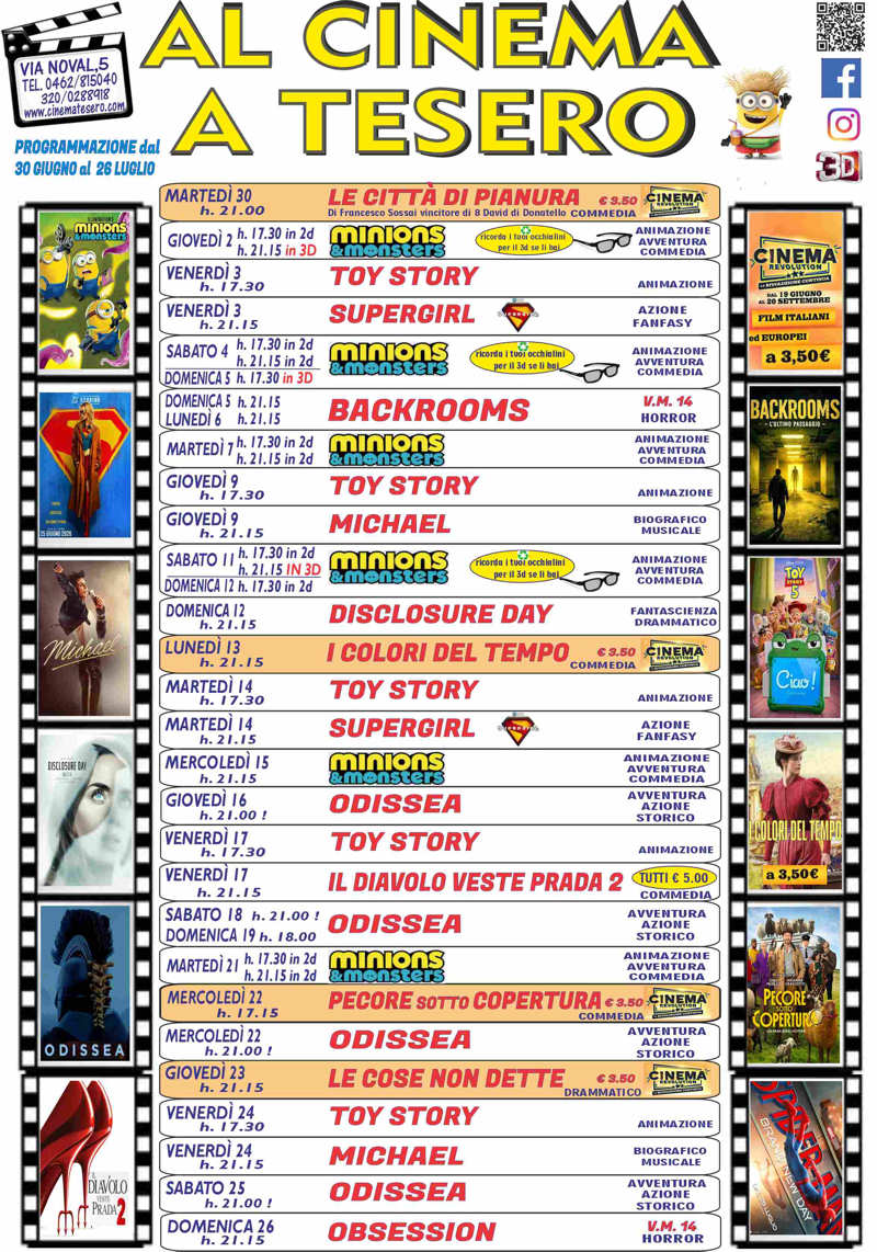 Programmazione cinema a Tesero