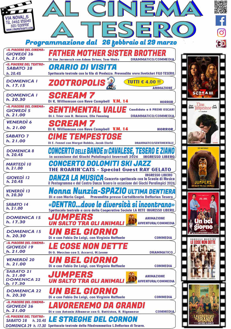 Programmazione cinema a Tesero
