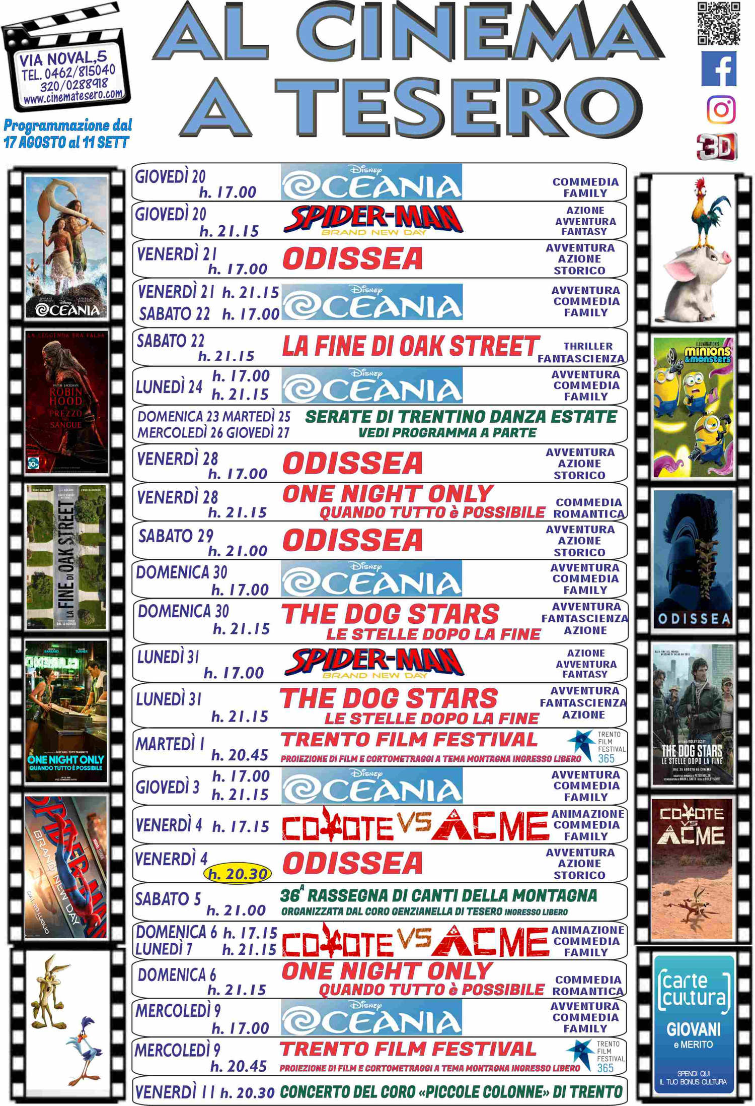 Programmazione cinema a Tesero