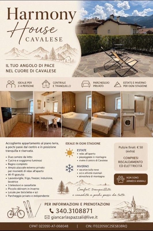 Appartamento Vacanze / Flat / Wohnung zu vermieten a Cavalese - Signora Spazzali - via Cavallaia 46 - Tel: 3403108871